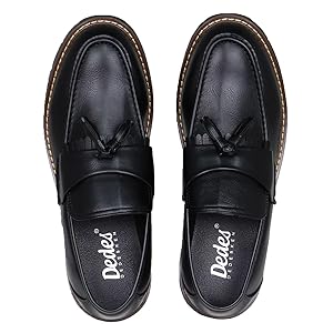 Amazon | [デデスケン] フリンジ タッセルローファー ブラック